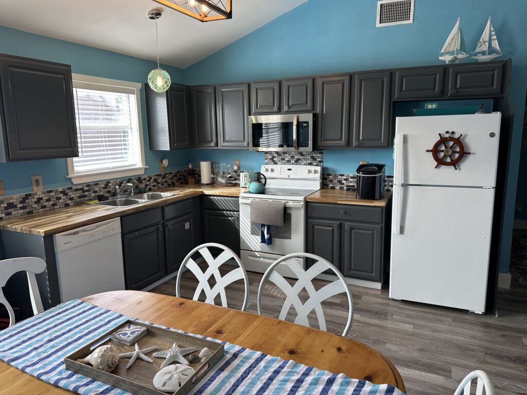 Heart of Port Aransas kitchen with butcher-block counters